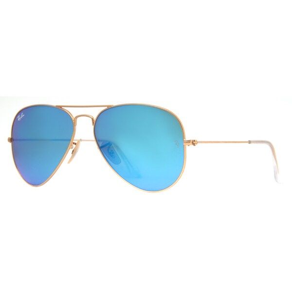 Ray- Ban Aviator  RB 3205 Unisex Gold Frame Blue Mirror Lens Sunglasses | Bed Bath & Beyond
