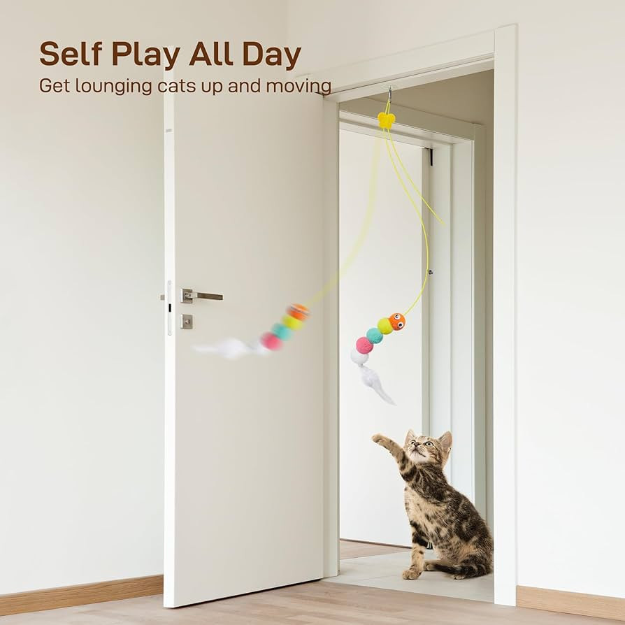 Potaroma Interactive Cat Feather Toys 5 Pcs, Cat Teaser Retractable Hanging Indoor Kitten Play Ch... | Amazon (US)