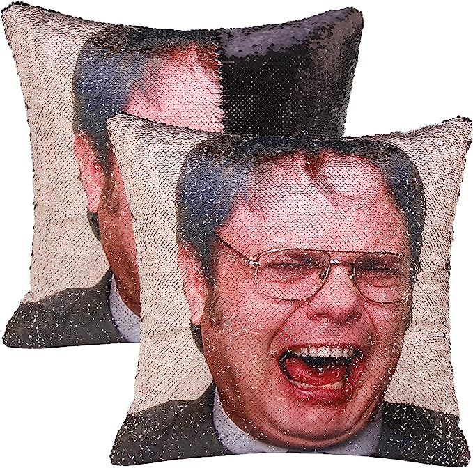 cygnus The Office Dwight Schrute Sequin Pillow Cover Funny Gag Gifts Magic Reversible Home Decora... | Amazon (US)