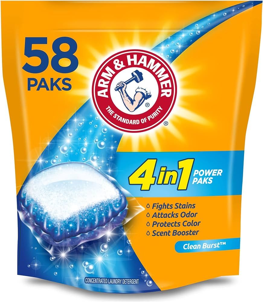 Arm & Hammer 4-in-1 Laundry Detergent Power Paks, 58 Count | Amazon (US)