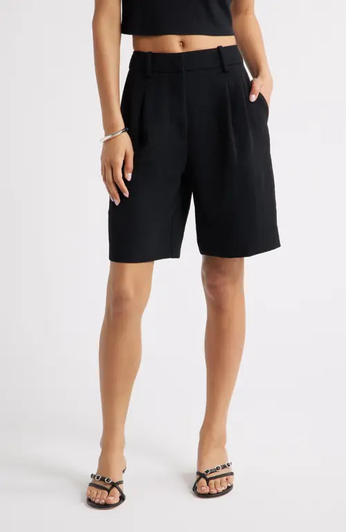 Open Edit The Curator Pleated Bermuda Shorts in Black at Nordstrom, Size 00 | Nordstrom
