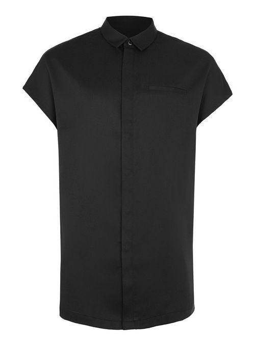 LUX Black Cap Sleeve Shirt | Topman UK