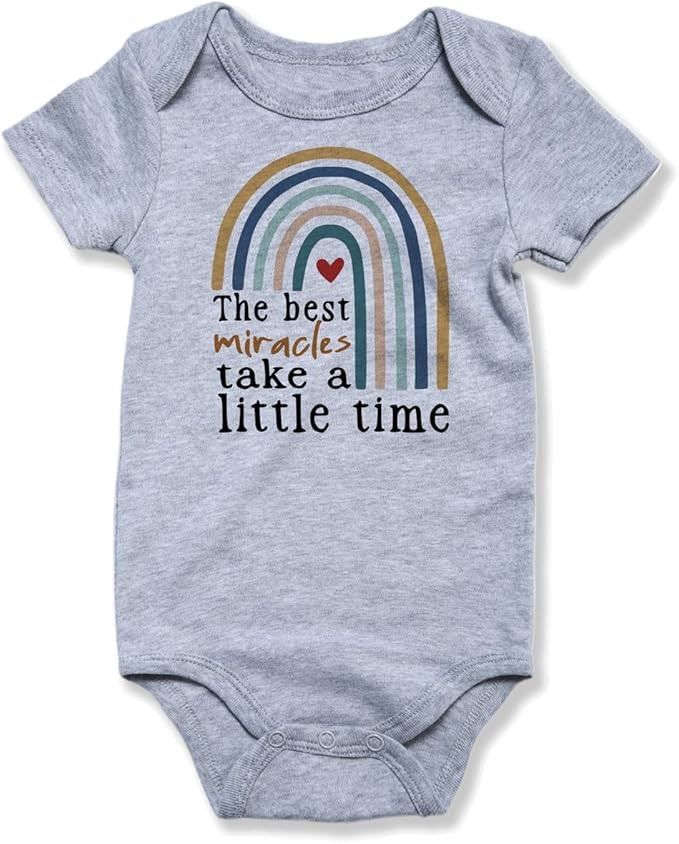 hrcfbk Newborn Infant Baby Boys Girls Rainbow Bodysuit Short Sleeve Funny Romper Reveal Pregnancy... | Amazon (US)