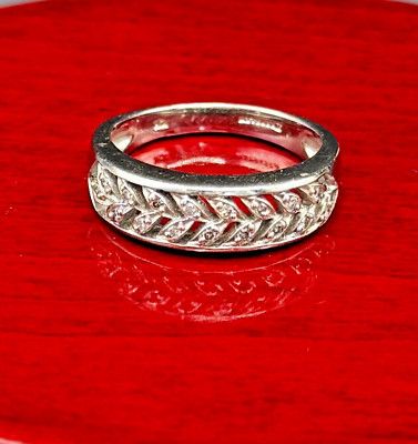 Keepsake 10k Solid White Gold Ladies Round Diamond Leaf Ring, Size 7  | eBay | eBay US