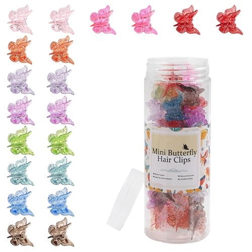 LifeDawn Butterfly Hair Clip, 50 Pieces Mini Butterfly Hair Clips for Girls with Box, Cute Pastel Claw Clips Nonslip Sparkly Hair Clips, Assorted Colors Tiny Hair Styling Accessories | Amazon (US)