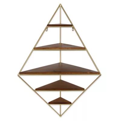 Kate and Laurel™ Melora Corner Wall Shelf in Walnut/Brown | Bed Bath & Beyond | Bed Bath & Beyond