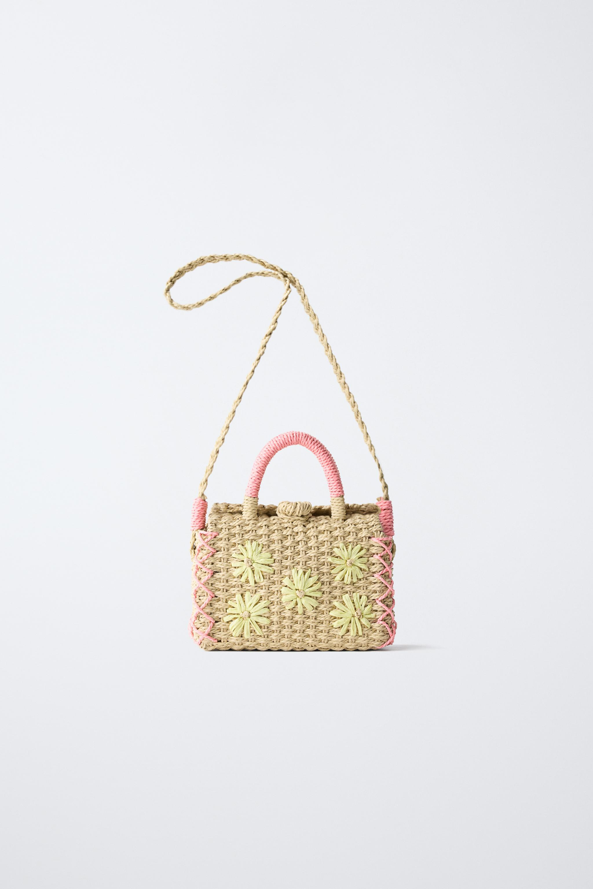 FAUX RAFFIA FLOWER BAG | Zara US
