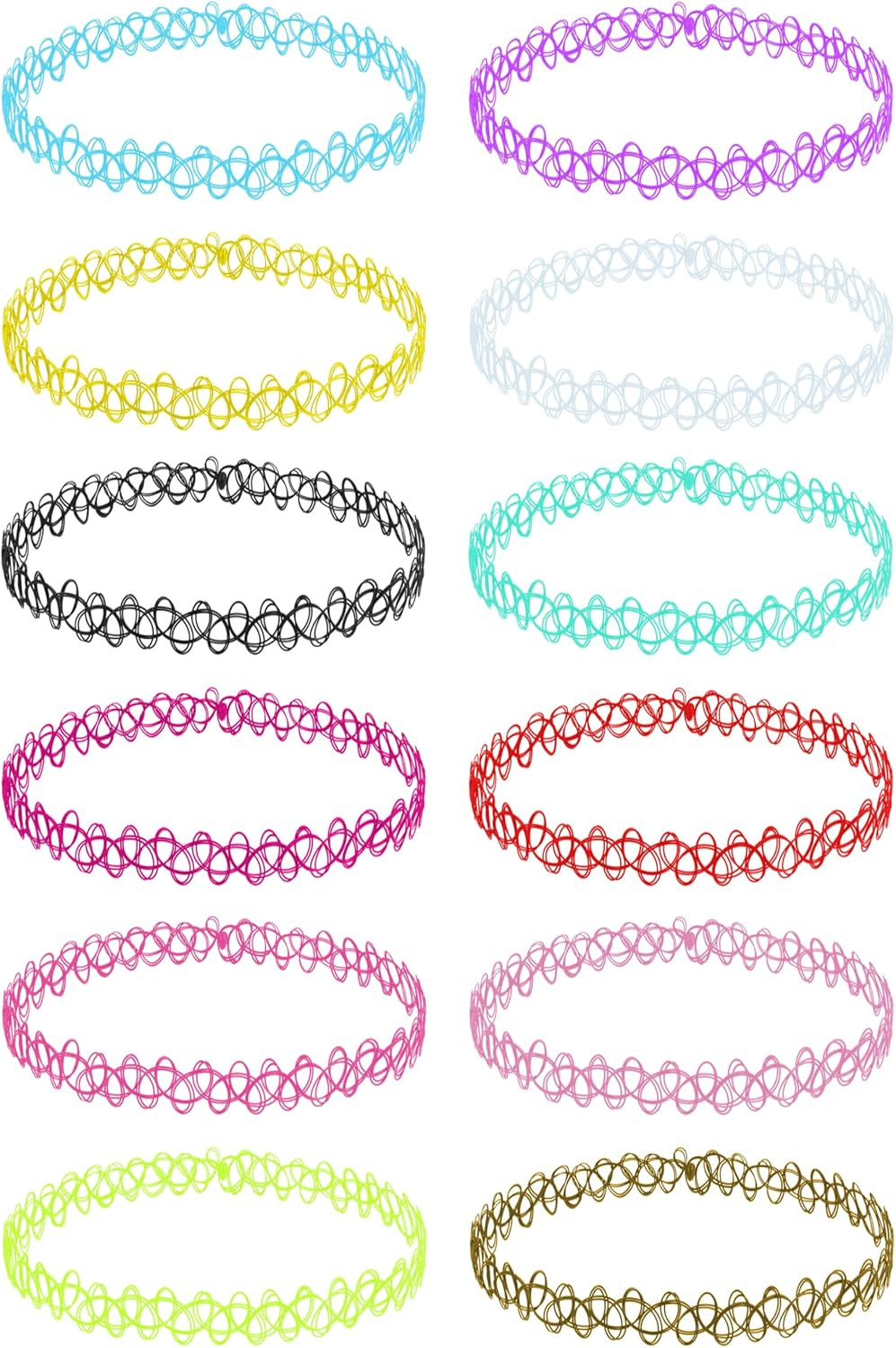 BodyJ4You 12PC Tattoo Choker Necklace Set - 90s Accessories Old School 2000s Jewelry - Pink Blue ... | Amazon (US)