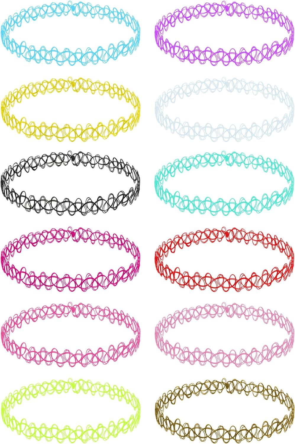 BodyJ4You 12PC Tattoo Choker Necklace Set - 90s Accessories Old School 2000s Jewelry - Pink Blue ... | Amazon (US)