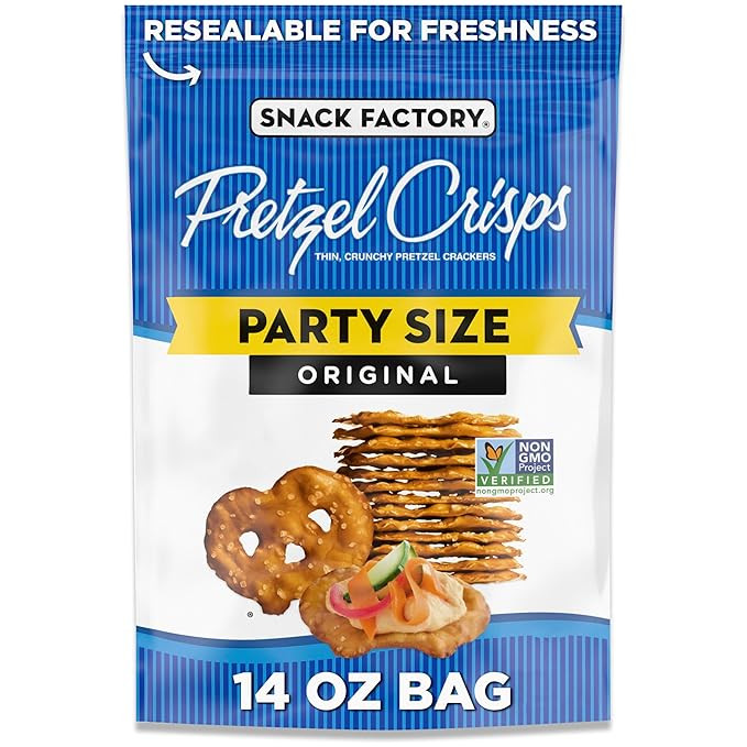 Snack Factory Original Pretzel Crisps, Non-GMO, 14 oz Party Size Bag | Amazon (US)