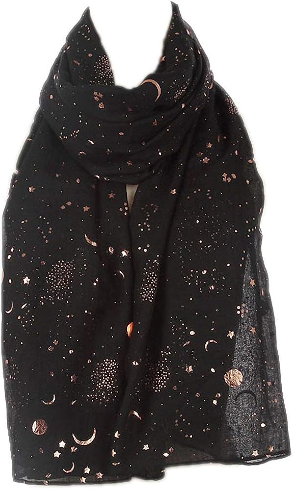 Tinpia Fashion Scarf for Women, Lightweight Colorful Shawl with Star Moon Pattern for Girls Ladie... | Amazon (US)