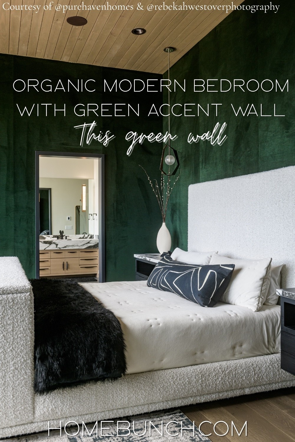 This green wall changes everything 🤍

It adds depth, warmth, and just the right amount of contrast—while still feeling calm and restful.

Shop similar bedroom pieces 👇



Builder: @purehavenhomes 

Photography: @rebekahwestoverphotography.

See the full house tour:
https://www.homebunch.com/utah-organic-modern-home/
