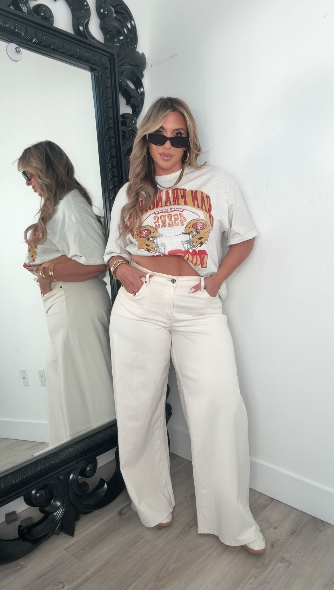 Midsize Game Day NFL Look



Wide Leg Jeans stretchy & soft size 31L (12) (not wearing the curve love & the fit is great) 

NFL Tee size XL

wearing miu miu sunnies also linked the amazon version. 


#LTKMidsize #LTKSaleAlert #LTKStyleTip