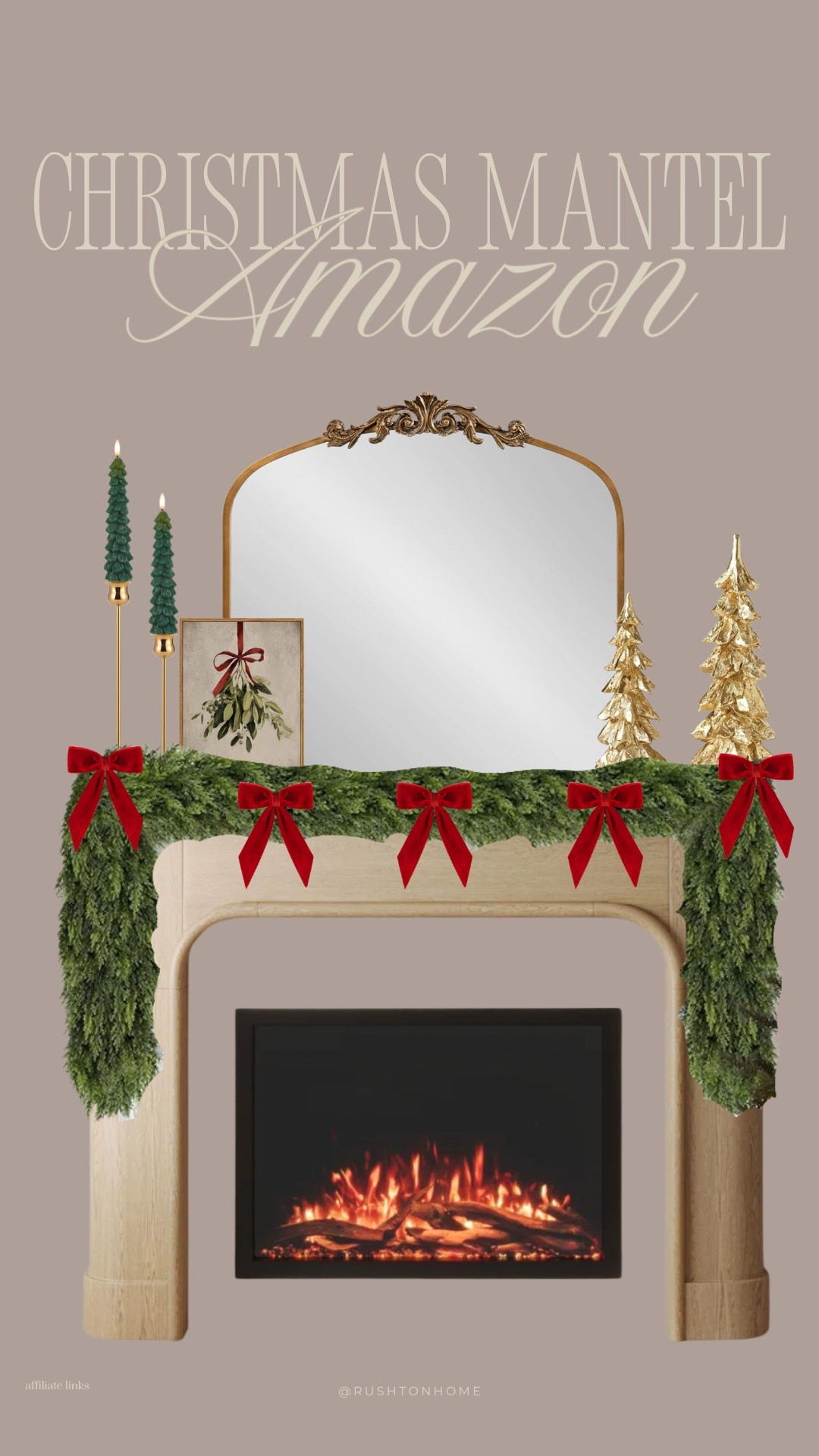 Giving our mantel a festive Christmas moment. 🎄❤️

I love how the garland, red bows, gold accents, and candlelight all come together to create that classic, cozy holiday look. ✨

A few simple layers can completely transform a fireplace and make the whole living room feel ready for Christmas. 🤎🎄

#LTKHome #LTKSeasonal #LTKmomlife
