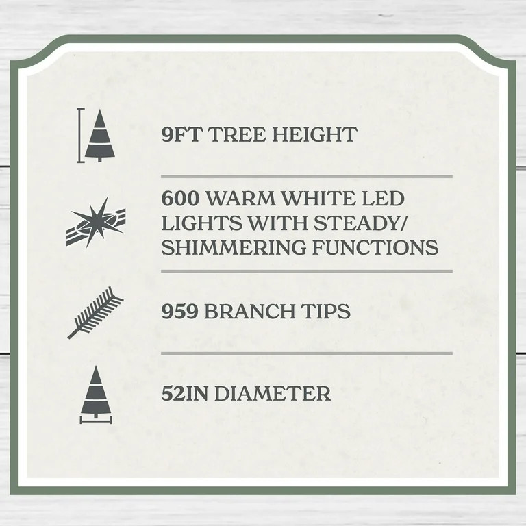 9' Pre-Lit Green Cypress Artificial Christmas Tree with 600 Warm White Twinkle LED Lights, by My ... | Walmart (US)