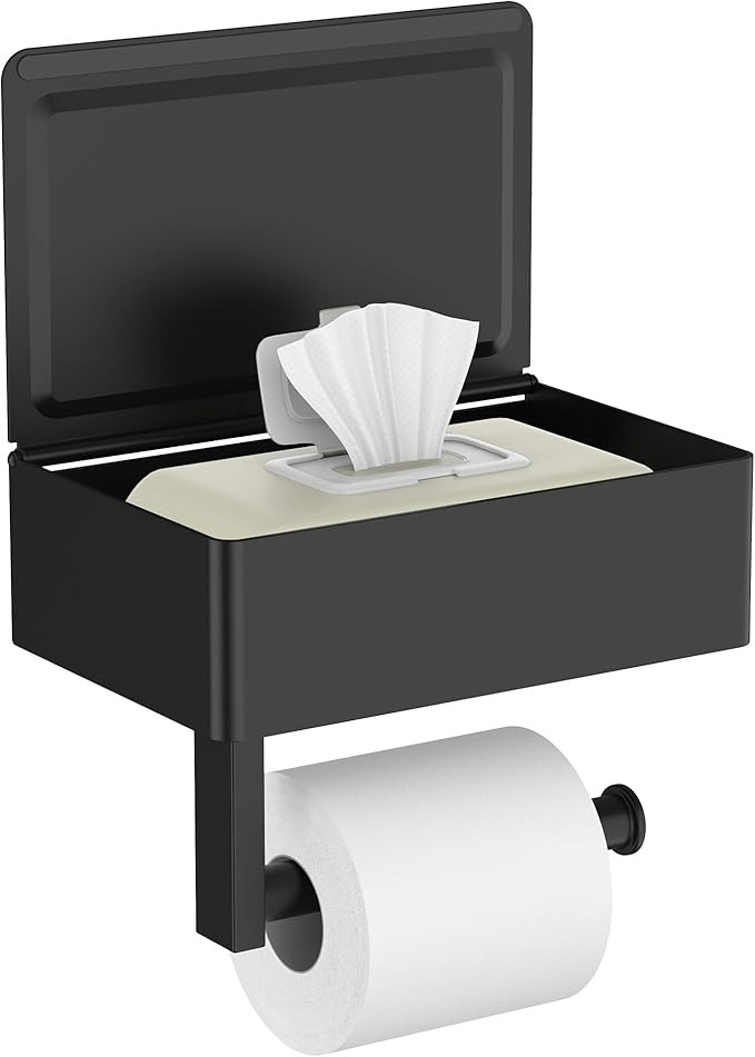 FORIOUS Toilet Paper Holder with Shelf, Sanitary Napkin Receptacle Tampon Holder, Wall Mount Toil... | Amazon (US)