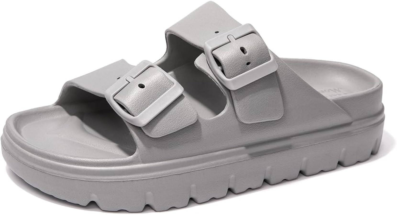 FUNKYMONKEY Women's Comfort Slides Double Buckle Adjustable Plastics Flat Sandals | Amazon (US)