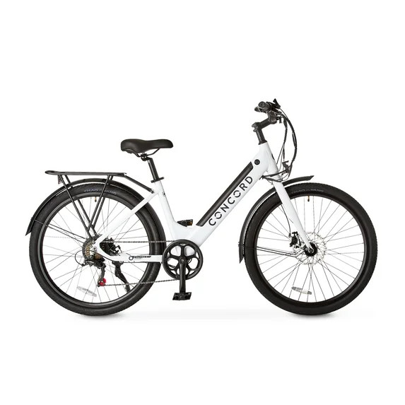 Concord 27.5" Step-Thru Electric Bike, 36V, Class 2, Aluminum, 49 Pounds, White, Unisex, Fits Rid... | Walmart (US)