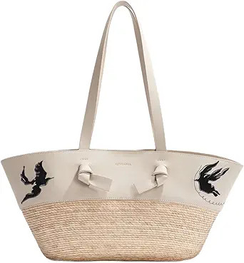 Amazon.com: Altuzarra, Knot Basket Small Long Handle, OS, Ivory Embroidered Bird : Amazon Luxury | Amazon (US)