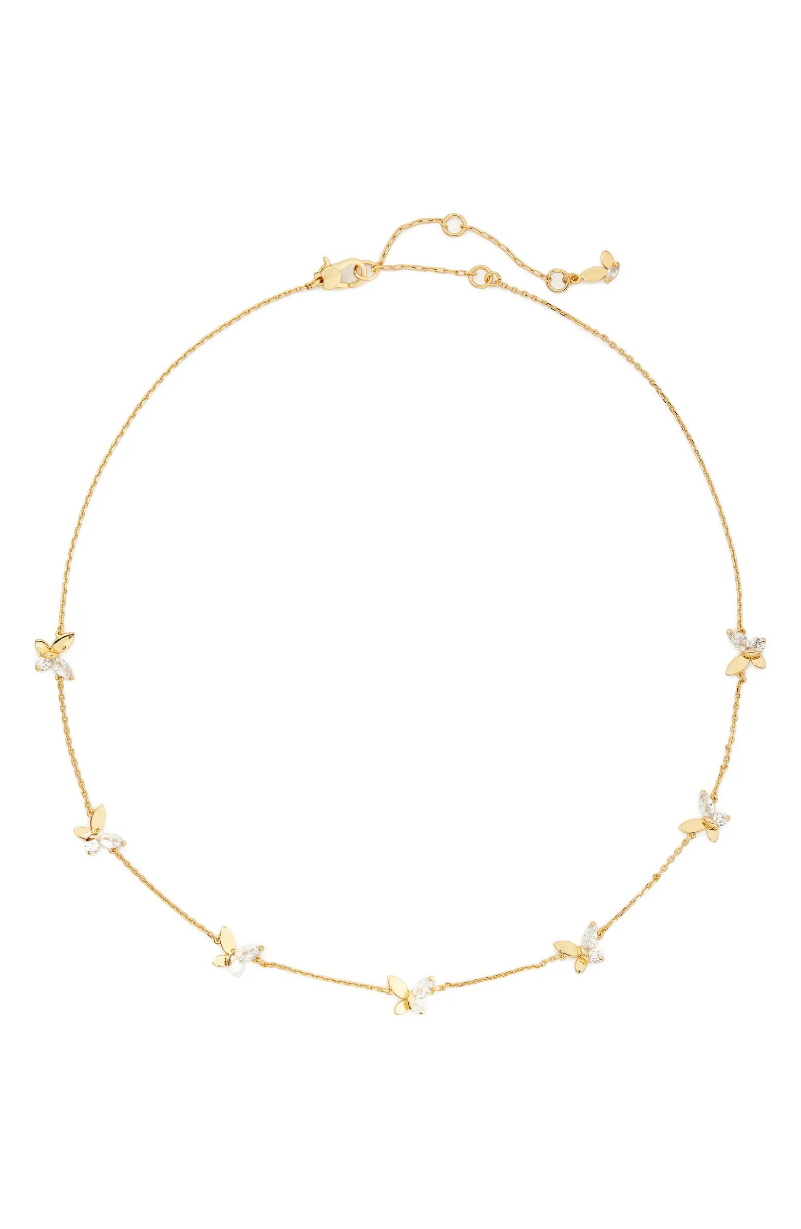 kate spade new york cubic zirconia butterfly station necklace | Nordstrom | Nordstrom