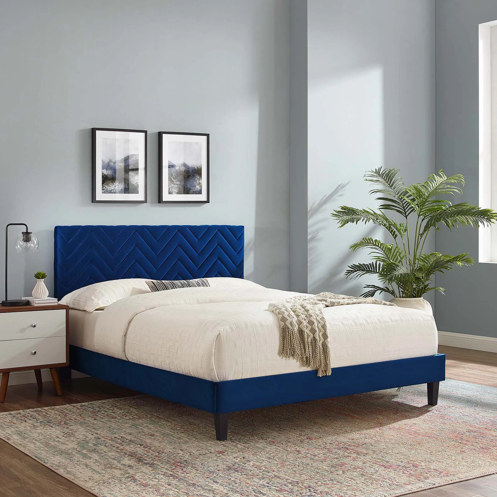 Modway Leah Chevron Tufted Performance Velvet Queen Platform Bed In Dusty Rose - Wayfair Canada | Wayfair North America