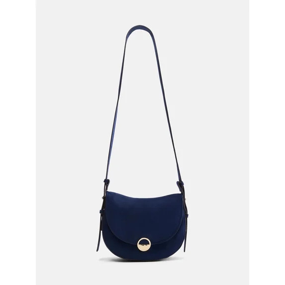 Scenario Women's Faux Suede Crossbody Handbag, Dark Navy | Walmart (US)