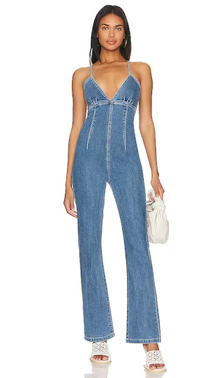 Chiara Tie Back Jumpsuit in Denim Blue | Revolve Clothing (Global)