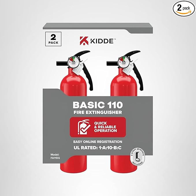 Kidde Multi Purpose Fire Extinguisher for Home, Office, Dorm, Residential, 1A10BC, 2 Pack | Amazon (US)