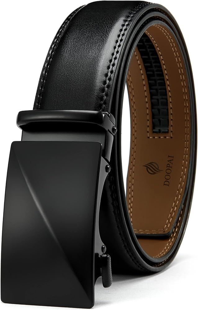 Belt Men, DOOPAI Ratchet Belt Dress Adjustable 1 3/8" Genuine Leather Designer Belt, Size Length Can | Amazon (US)