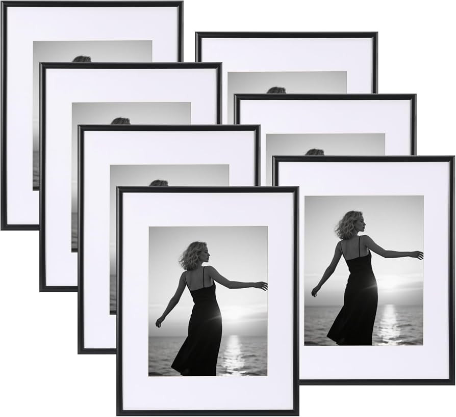 ZBEIVAN 11x14 Picture Frames Set of 7, Display Pictures 8x10 with Mat or 11x14 Without Mat, Rusti... | Amazon (US)