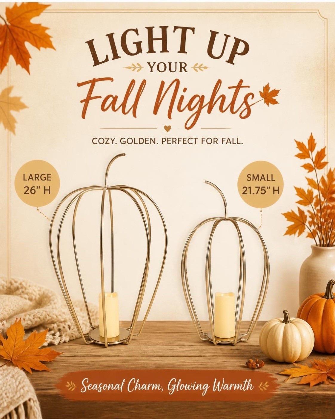 Gold Metal Pumpkin Lanterns
So perfect for Fall and they come with a flameless candle🧡

#LTKSeasonal #LTKstorytime #LTKHome