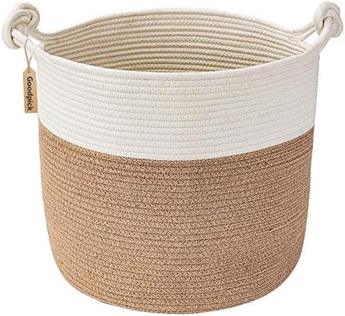 Goodpick Cotton Rope Basket with Handle for Baby Laundry Basket Toy Storage Blanket Storage Nurse... | Amazon (US)