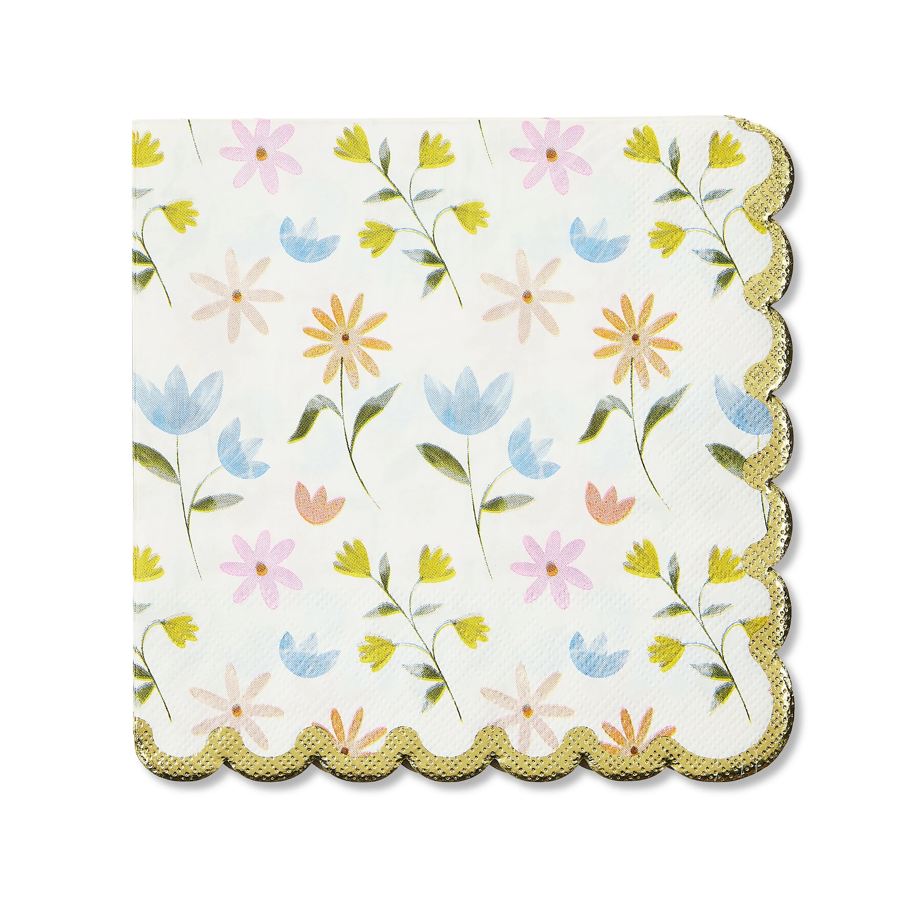 Easter Multicolor Floral Scallop Edge Napkins, 6.5 in x 6.5 in, 16 Count, by Way To Celebrate | Walmart (US)