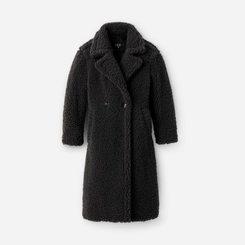 UGG® Women's Gertrude Long Teddy Coat Faux Fur in Ink Black, Size M | UGG (US)