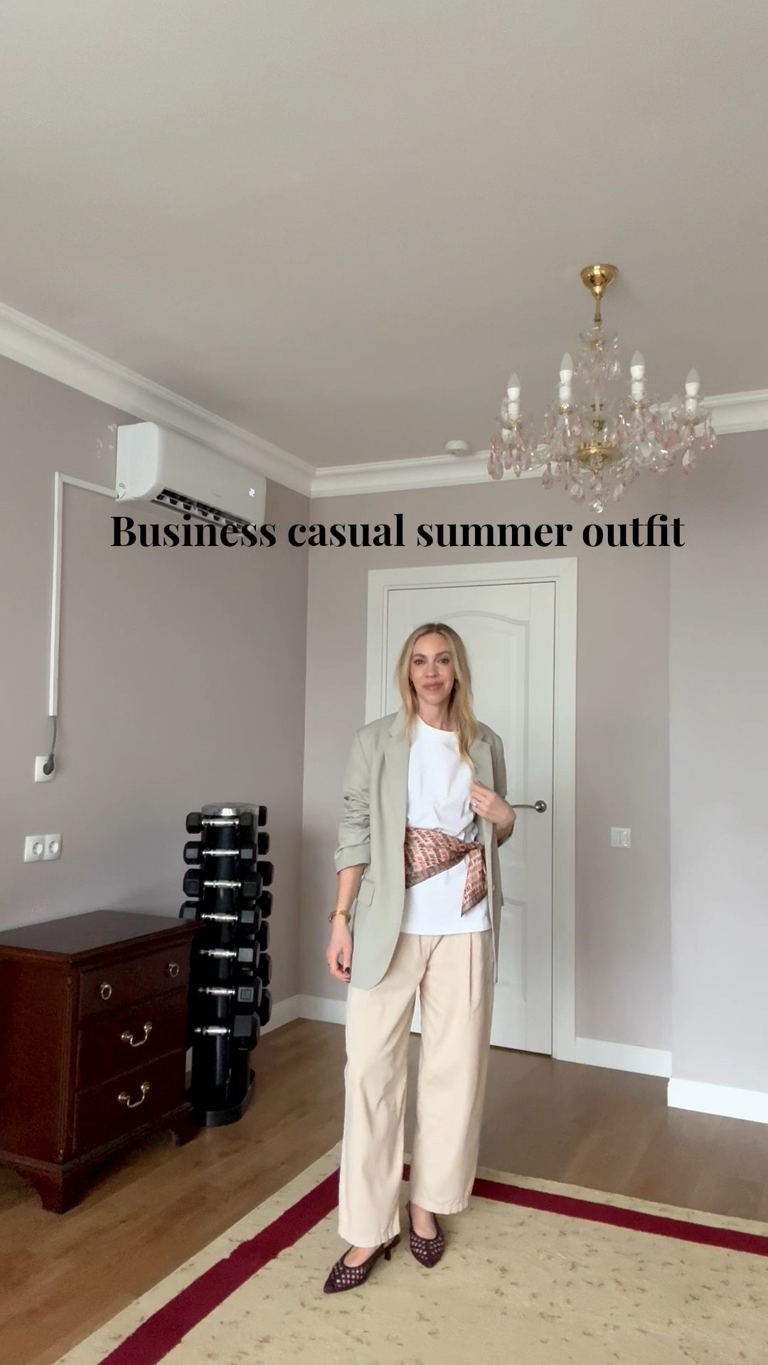 Business casual summer outfit - start with an oversized tee and baggy cropped pants, add a scarf at the waist, and top off with a structured blazer

#LTKWorkwear #LTKSeasonal #LTKgrwm