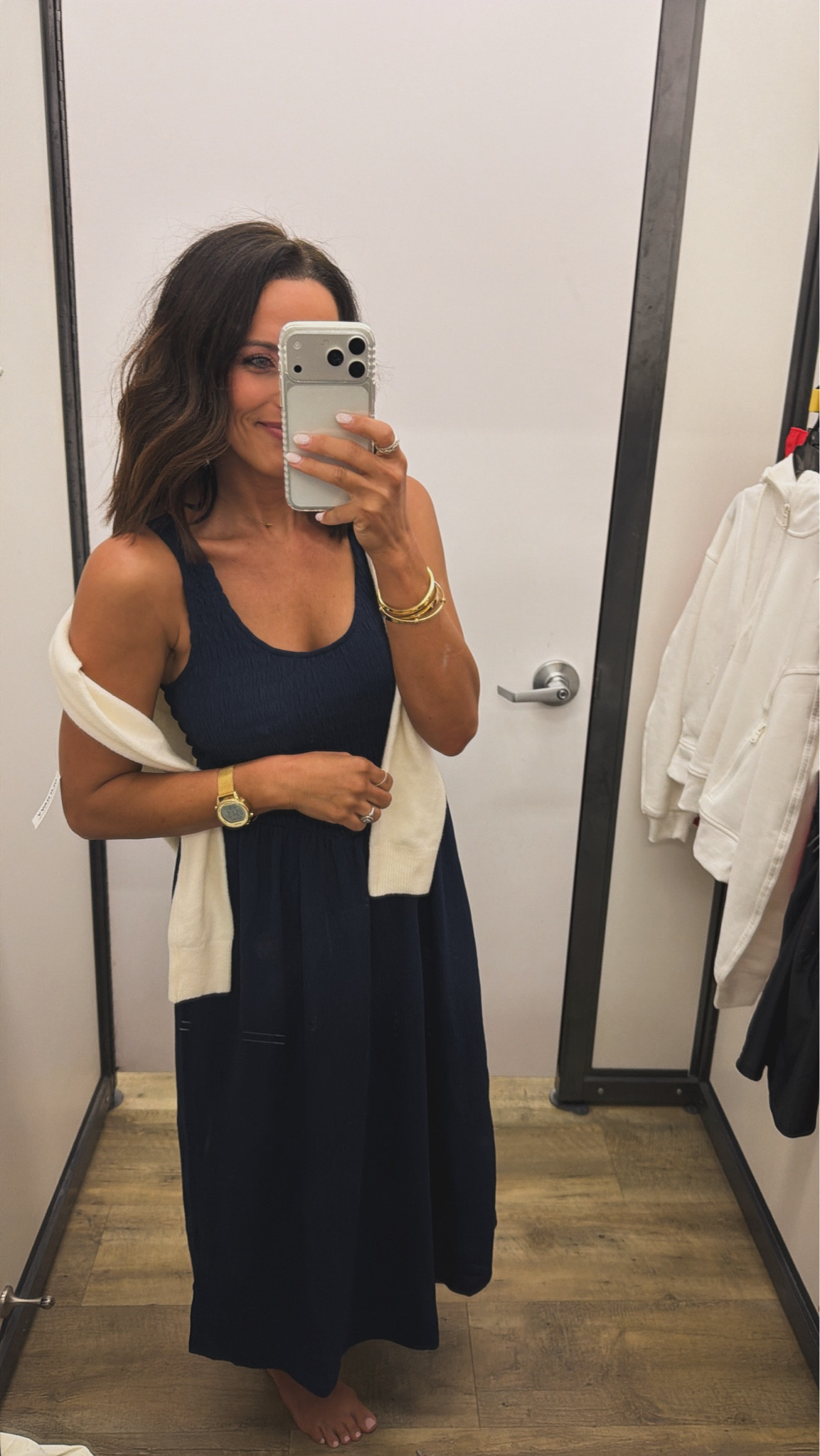 Such a classic Old Navy dress that’s the perfect spring basic 💙 I love the navy color — it feels so timeless and navy is really having a moment right now. It pairs so well with this little cardigan wrapped over the shoulders, which gives it such a classic, classy look. So easy to dress up or keep casual, and it’s super affordable too. Wearing a size small.

Old Navy dress, navy dress outfit, spring dress outfit, spring basics, classic style outfit, affordable spring dress, Old Navy finds, spring cardigan outfit, everyday spring outfit, timeless style, casual spring fashion, LTK outfit, spring wardrobe basics. 

 

#LTKPetite