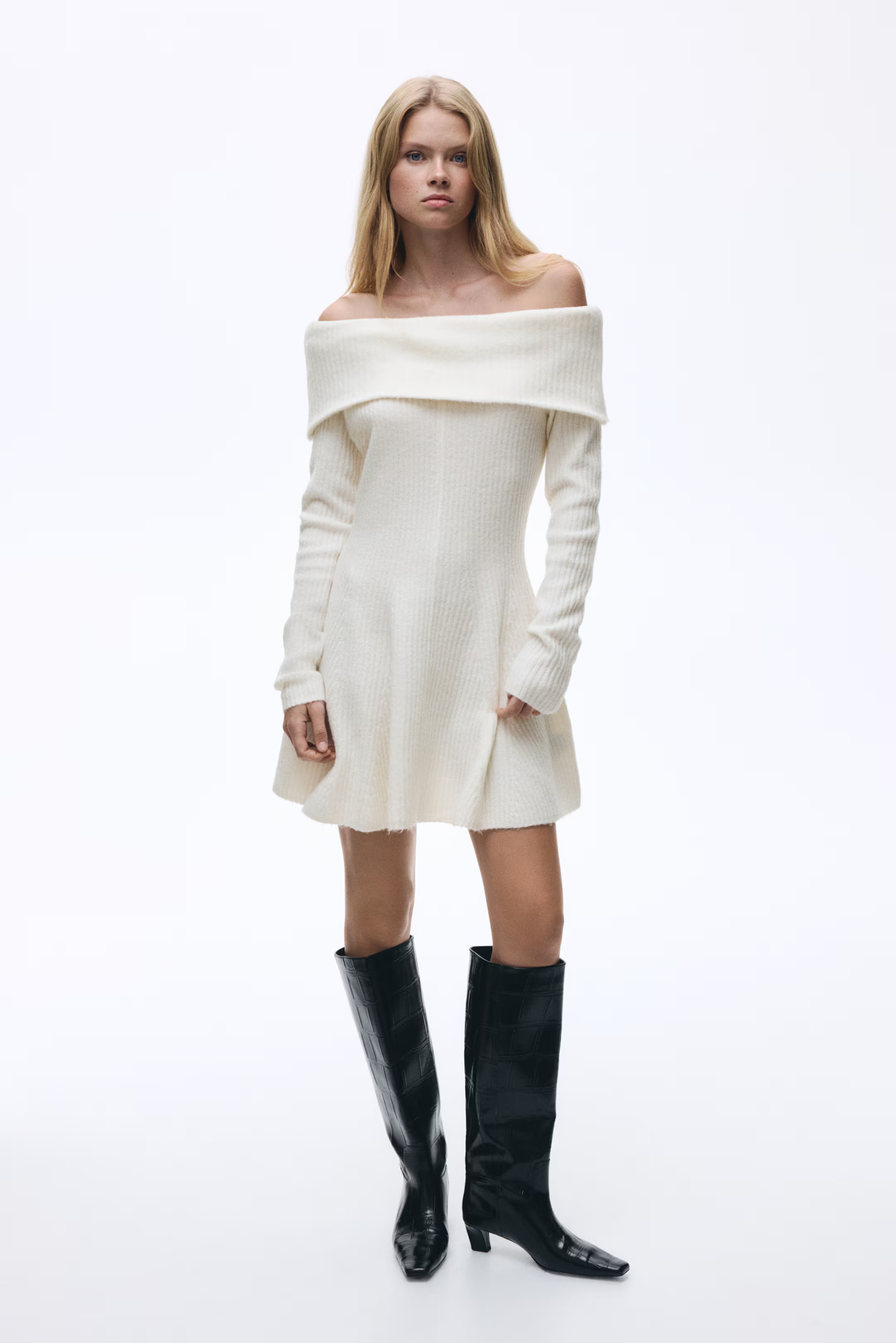 Rib-Knit Off-the-Shoulder Dress | H&M (US + CA)