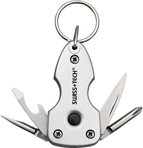 Swiss+Tech ST60300 Silver 7-in-1 Key Ring Multitool with LED Flashlight for Auto Safety, Outdoors... | Amazon (US)