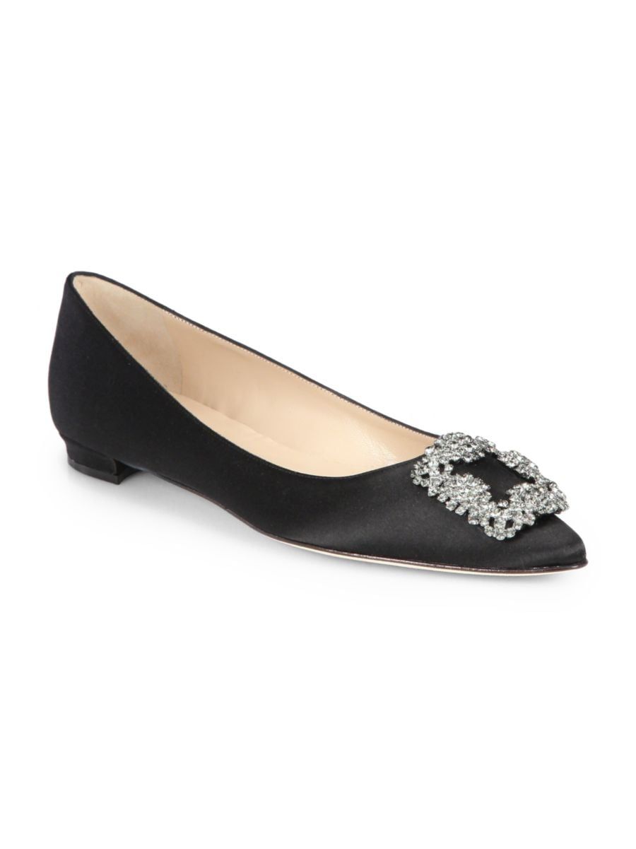 Manolo Blahnik Hangisi 25 Embellished Satin Flats | Saks Fifth Avenue