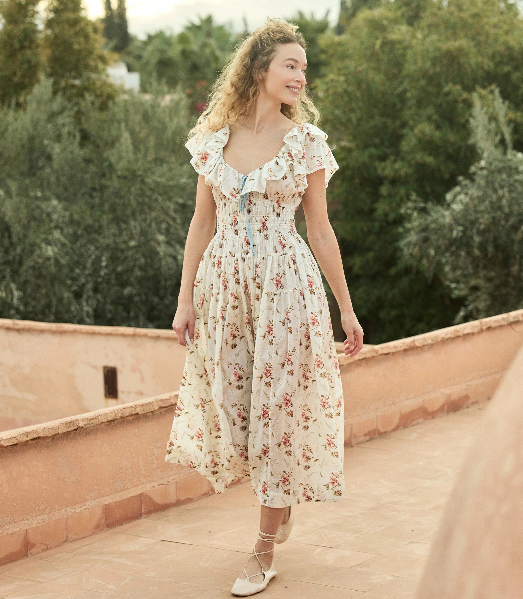 Illiana Dress - Blanc Prairie Rose | DÔEN | DOEN