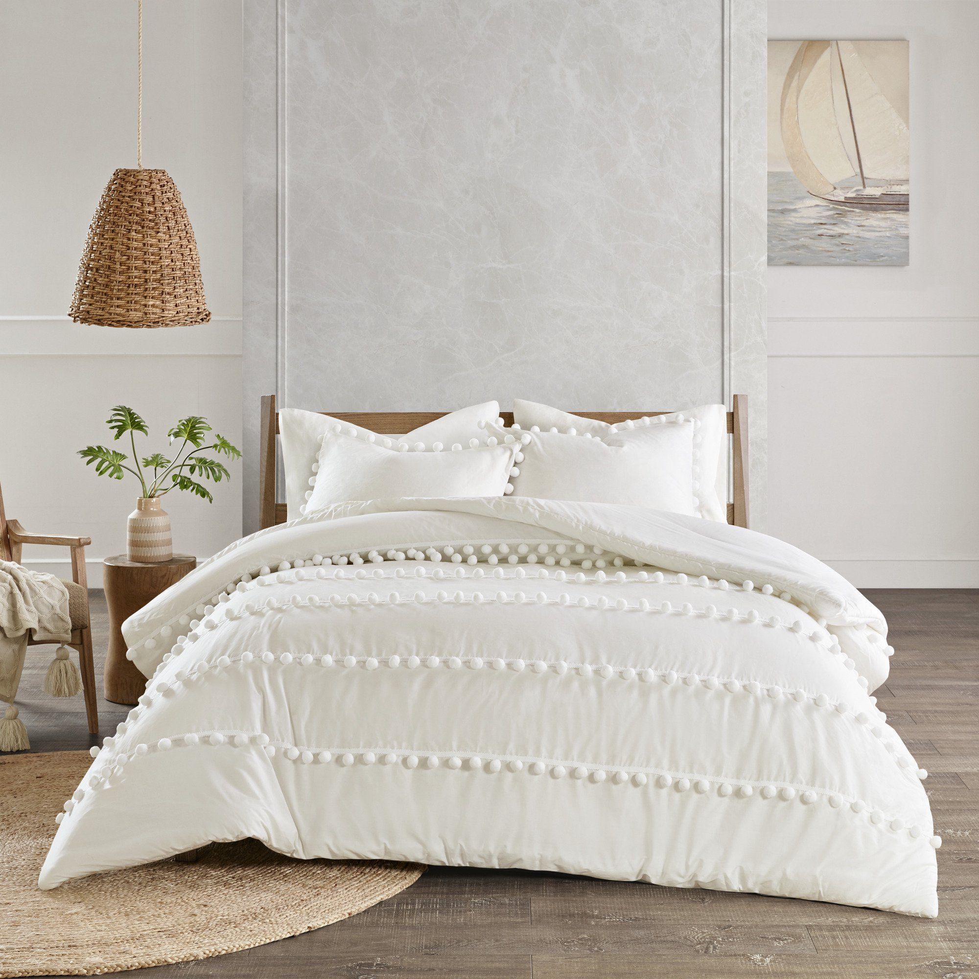 Home Essence Elly 3 Piece Pom Pom Cotton Comforter Set | Walmart (US)
