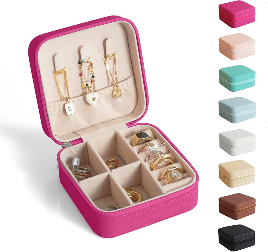 Travel Jewelry Case, Portable Mini Jewelry Travel Organizer, Small Jewelry Boxes for Women, Bride... | Amazon (US)