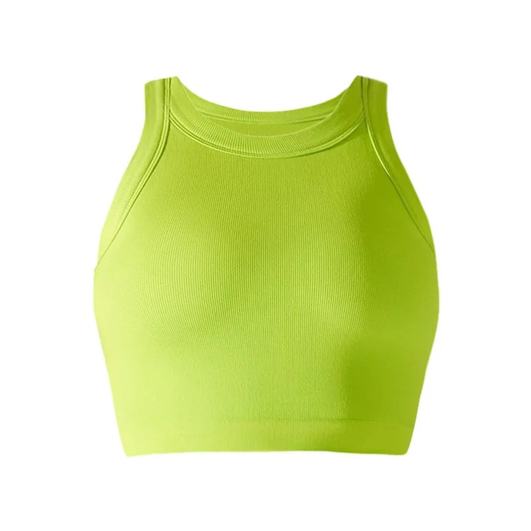 Women Bra Fashion Seamless Fluorescent Knit Yoga Wear Solid Color Semi Fixed Cup Crop Sleeveless ... | Walmart (US)