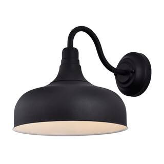 1-Light Black 12W LED Outdoor Barn Light Sconce | The Home Depot