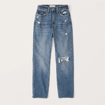 Curve Love Ultra High Rise Ankle Straight Jeans | Abercrombie & Fitch (US)