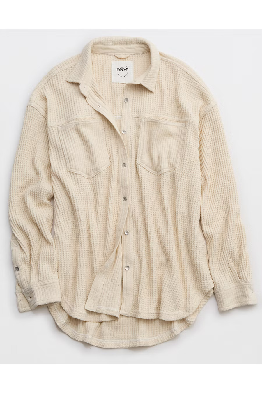 Aerie Anytime Fave Waffle Shirt Women's Cake Batter XXS | American Eagle Outfitters (US & CA)