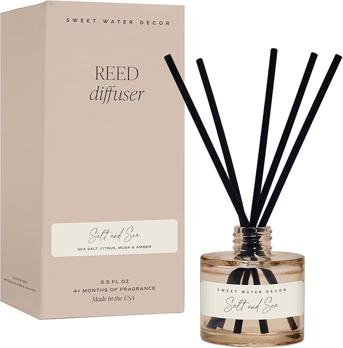 Sweet Water Decor Salt & Sea Reed Diffuser - Sea Salt, Citrus, Musk & Amber Scent - Long-Lasting ... | Amazon (US)