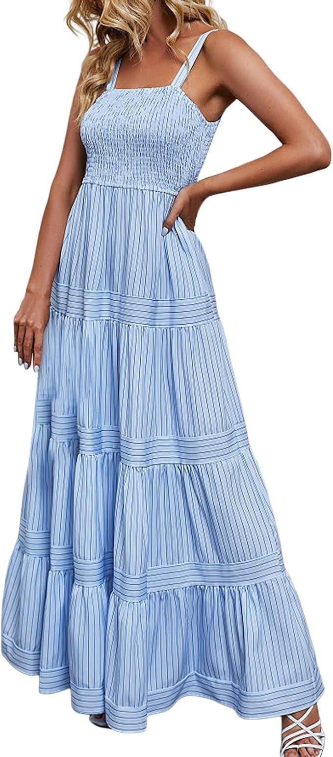 Dresses for Women under 30 Women's Spring/Summer Sexy Strap Striped Bra Holiday Dress | Amazon (US)