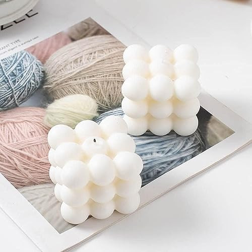 Bubble Candles Cube Soy Wax Scented Candle Set, Aesthetic Home Decor, 2 Pcs (White) | Amazon (US)