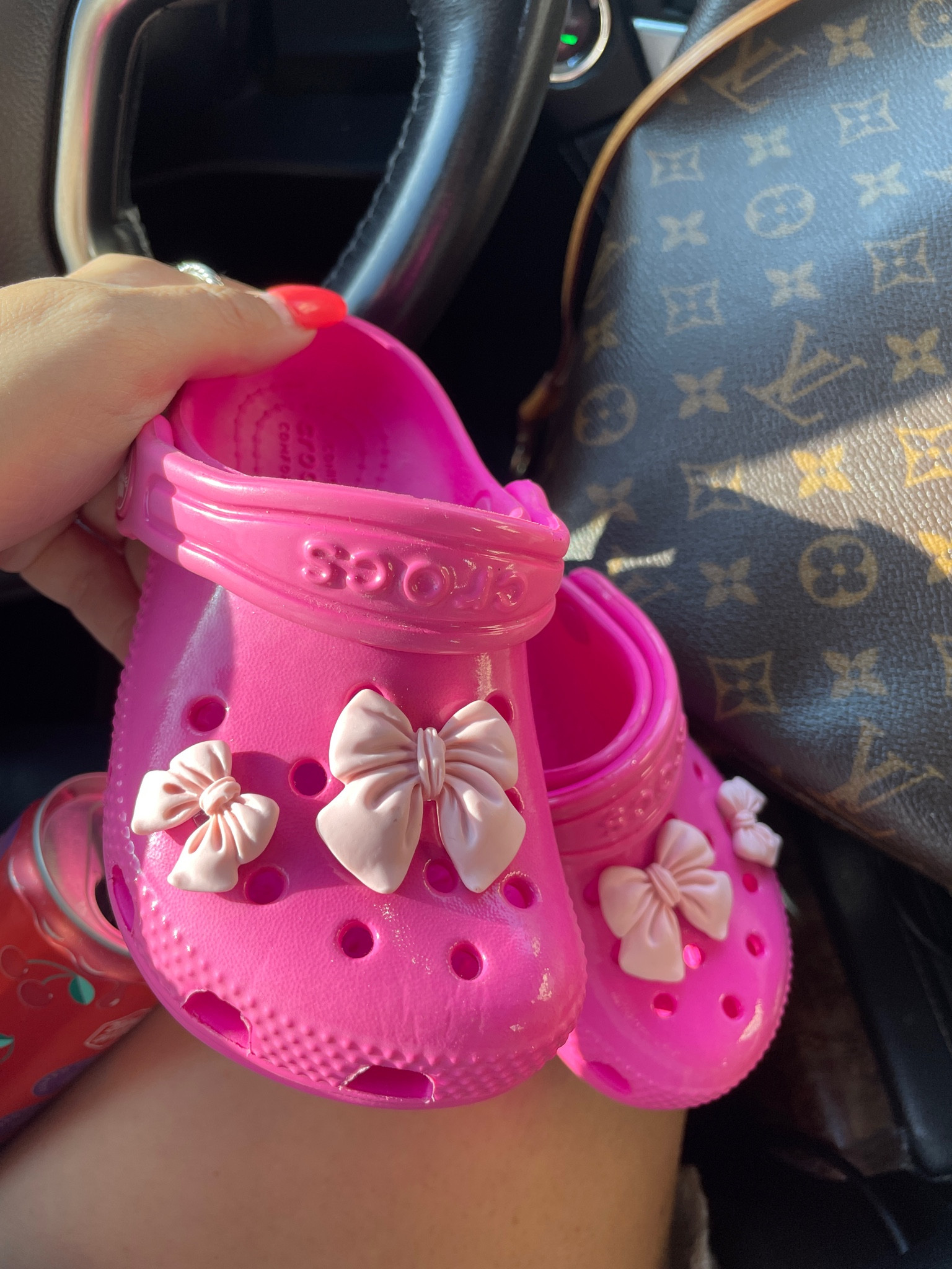 Miss Malibu got some pink crocs and you know we had to “pretty”
them up! 

Bow charms are from Amazon 💕🎀
